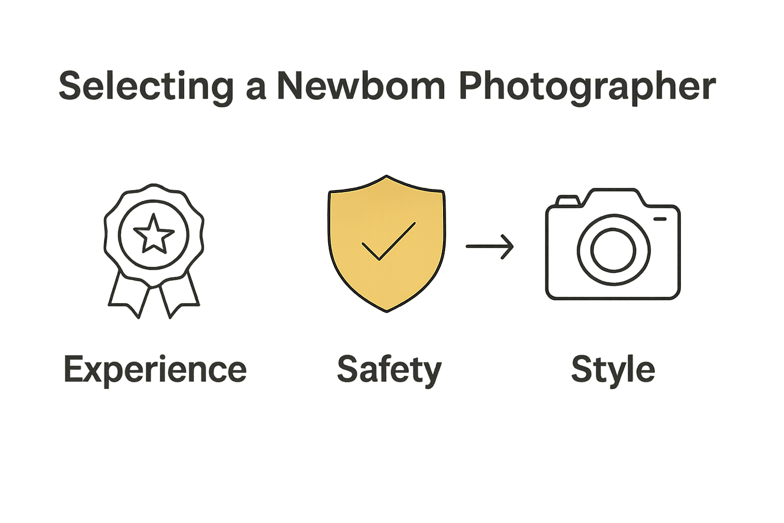 Infographic comparing newborn photographer selection criteria.