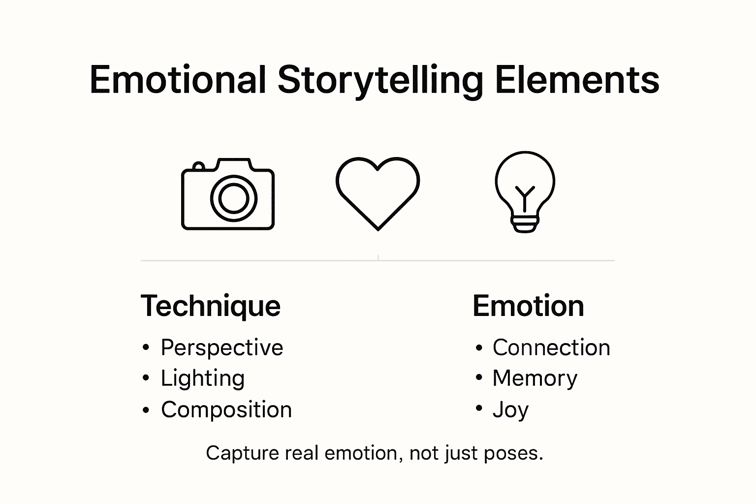 Infographic showing emotional storytelling in photography