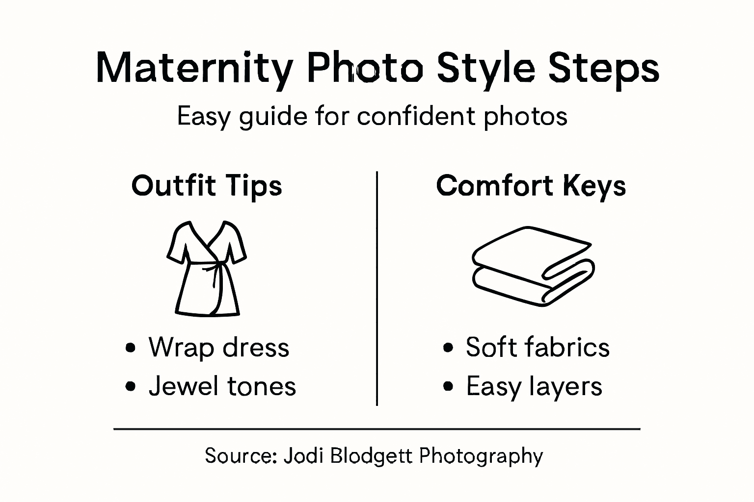 Infographic on maternity photo outfit steps