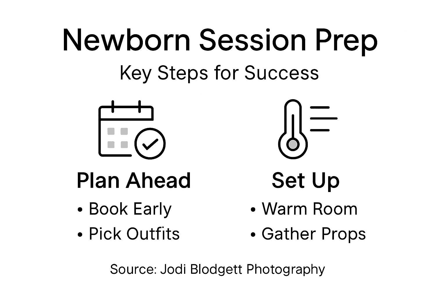 Infographic checklist for newborn session prep