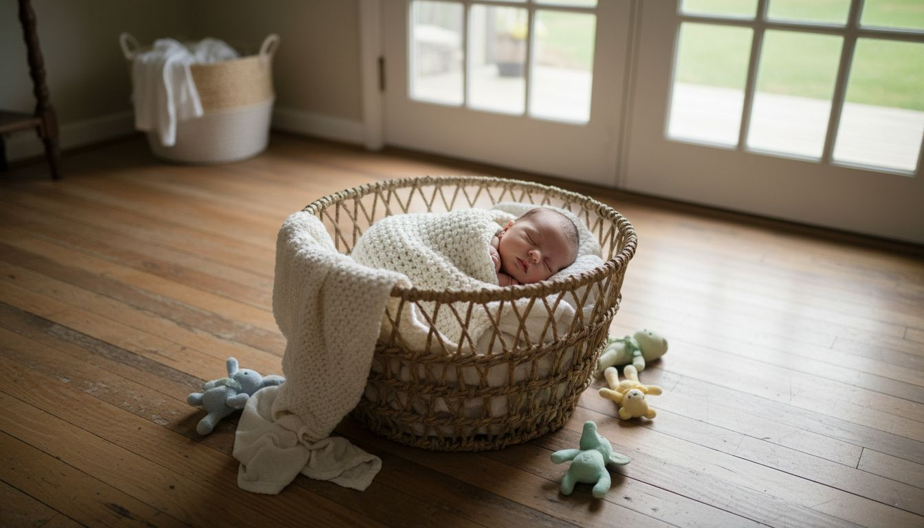 Newborn baby bathed in soft window light