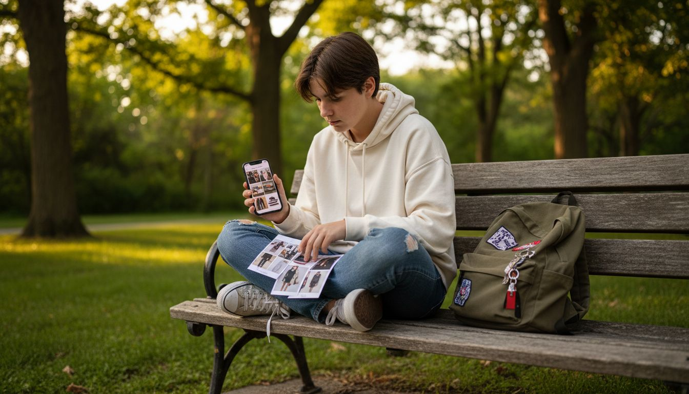 Senior planning photography session outdoors