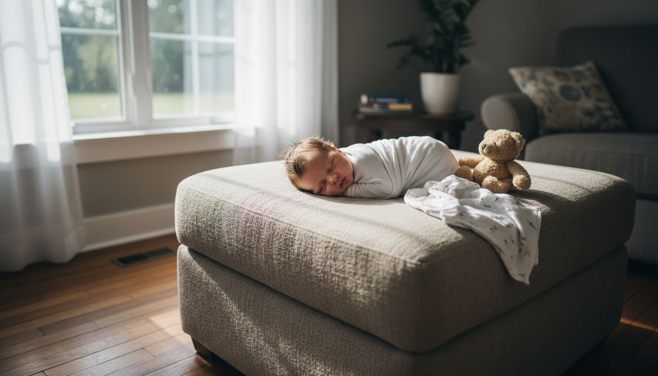 Newborn sleeping in soft morning window light Newborn sleeping in soft morning window light