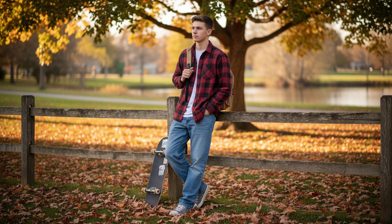 Senior guy leaning against fence in park